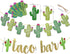 2 Set Fiesta Taco Bar Cactus Banner Garland, Gold Green Glittery Banner for Mexican Fiesta Party