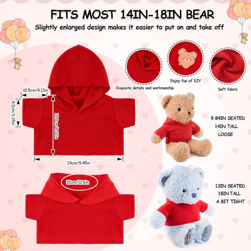 6 PCS Stuffed Bear Clothes Tee Shirt Sublimation Plush Bear Shirts Classic Stuffed Animal Bear T Shirts Hoodie 14-18 Inches Stuffed Bear Dolls