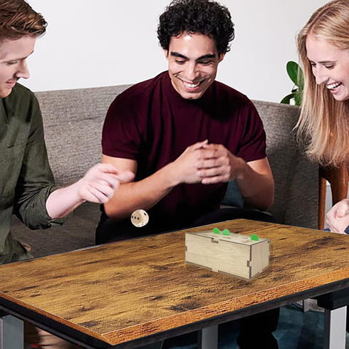 Penny Game Fun Board Game with Pennies, Coin Game Wood Box for 2-6 Players, Simple + Strategic Dice Games