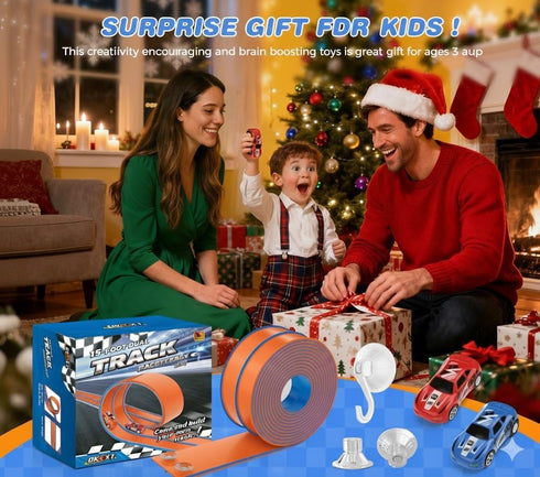 15 Set 2 3 Ft Flexible Race Track for Kids, DIY Car Track with Toy Cars & Suction Cup Ramps, Easter Basket Stuffers