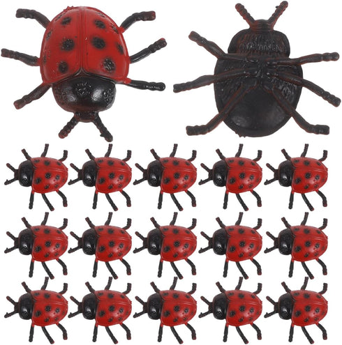 TOYANDONA 25 Pieces Mini Ladybug Figurine Fake Ladybug Toy Garden Decoration Halloween Prank Props for Kids