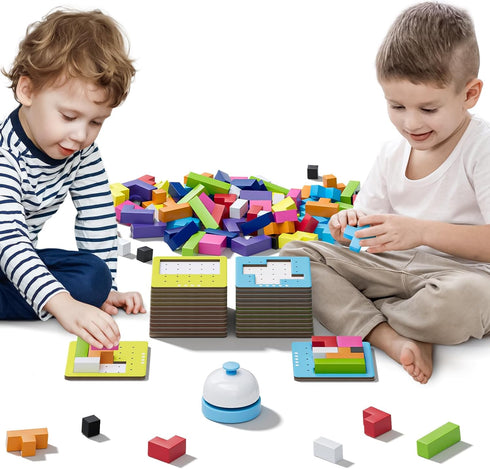 120Pcs 4 1 6 4+ Wooden Block Stacking Games Fast-Paced Building Block Game More Ways to Play for Party Game Night