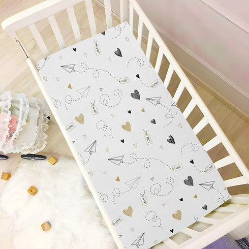 Emelivor Paper Airplane White Baby Crib Sheets for Boys Girls Soft Nursery Bedding Sheet Crib Mattress Sheets for Girl