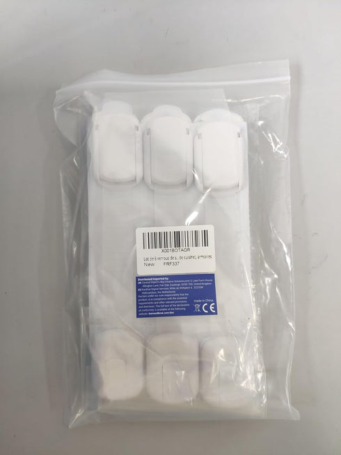 Child Safety Locks (White) - Set of 6, Prevents Injury and Opening Doors, Cabinets, Toilet Seats