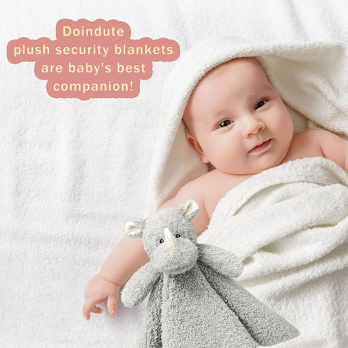 Baby Gray Rhino Soft Stuffed Animal Security Blanket, Plush Lovey for Newborns and Toddlers