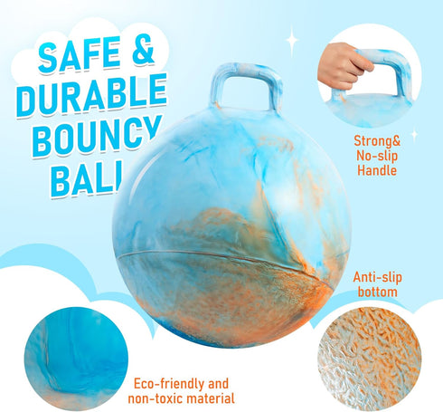 18 inches 3-6 U&C Planet Hopper Ball Bouncy Ball with Handle for Kids Age Clouds Hoppity Hop Sit and Bounce Jumping