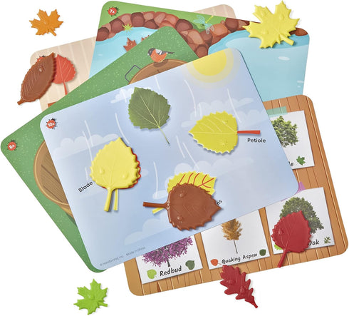 hand2mind Sensory Leaves Math Activity Set - Pattern Play, Shape Puzzle, and Sorting Toy for Toddlers, Kindergarten