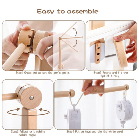 19-37 inches Baby Crib Mobile Arm,HBM Wooden Mobile Arm for Crib Mobile Hanger for Crib Baby Girl Nursery Decor