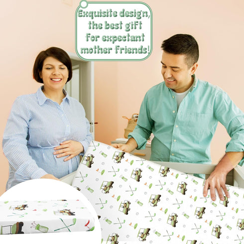 2 Pack 52'' 28'' Set CroBlissful Golf Baby Crib Fitted Sheet x Stretchy Neutral Fitted Crib Mattress Sheet Baby Bedding