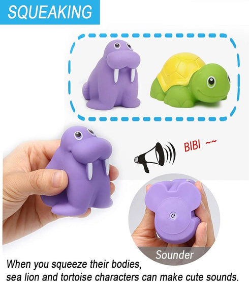Bath Toy Water Spraying Discoloration Floating Animals, Shark Fishing Play Set for Babies and Kids