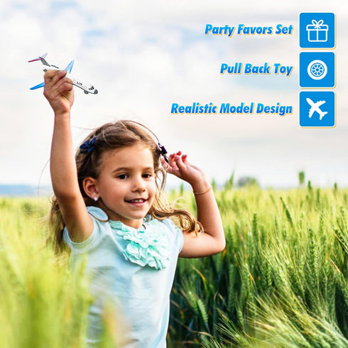 3 4 5 6 (2 pack) Airplane Toys, Metal and Plastic Plane Pull Back Airplane Toys for Years Old Boys Girls, Die Cast