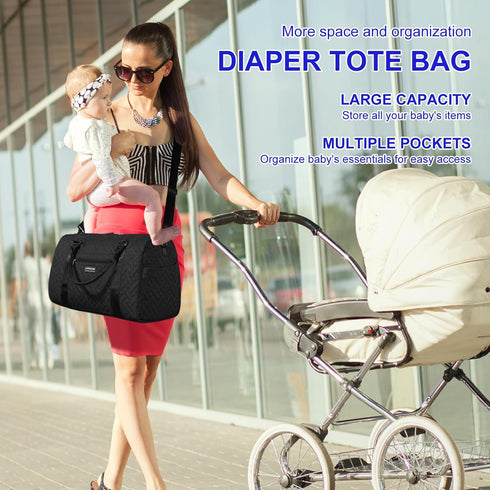 Mommy 2 Diaper Bag Tote: Bag, Baby Bag for Boy and Girl, Mom Hospital Bag, Twins or Kids Diapers Bag