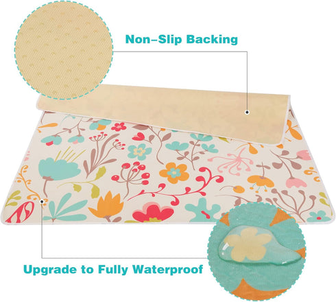 51inch 51inch) Welspo Splat Mat for Under High Chair, Washable Large Baby Splash Mat, Anti-Slip Silicone Spot