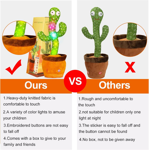 Baby Dancing Cactus Toy, Mimicking Talking Cactus for 6 to 12 Month Olds, Glowing Musical Educational Toy