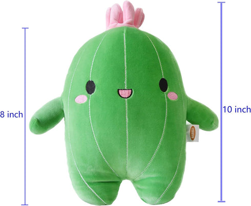 BABOLI Cuddly Cactus Stuffed Plant - Plush Soft Toy with Smile Face and Pink Antenna, 10 Inches Gift for Kids