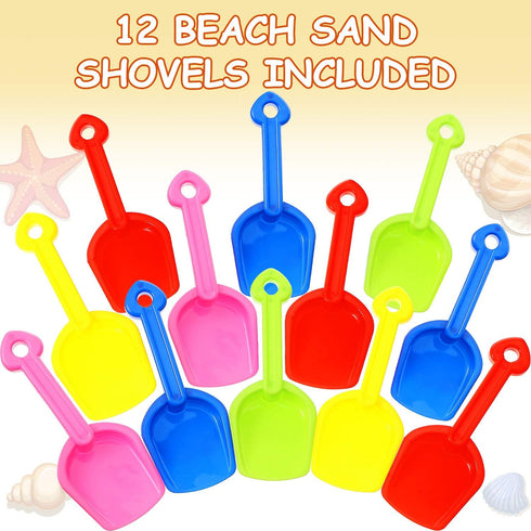Gejoy 12 7.7'' Summer Pieces Colorful Beach Sand Shovels for Kids, Plastic Scoop for Toddlers Outdoor Digging Play