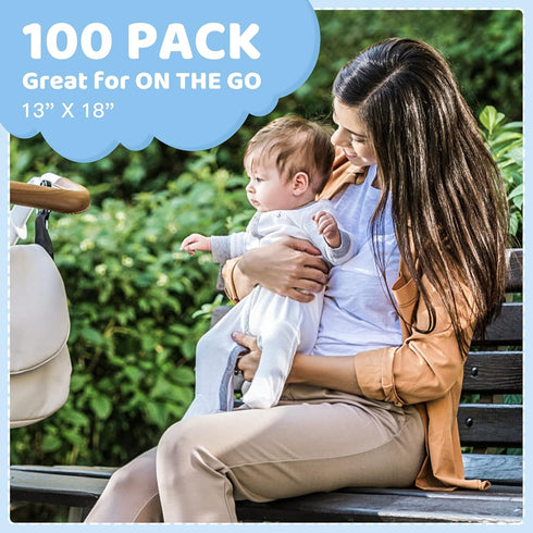 Buyockss 100 Count 13x18in Baby Disposable Changing Pads Incontinence Underpad Diaper Changing Liners Quick Absorb Soft