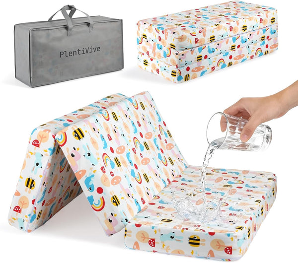PlentiVive Trifold Pack and Play Mattress 38x26 - Dual Sided Pack N Play