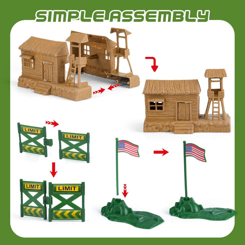 105 Playset 4-8-12, Set 4 AuntyFey PCS Army Men with Army Men Action Figures, Army Men Soldiers Toys for Boys Kids Ages