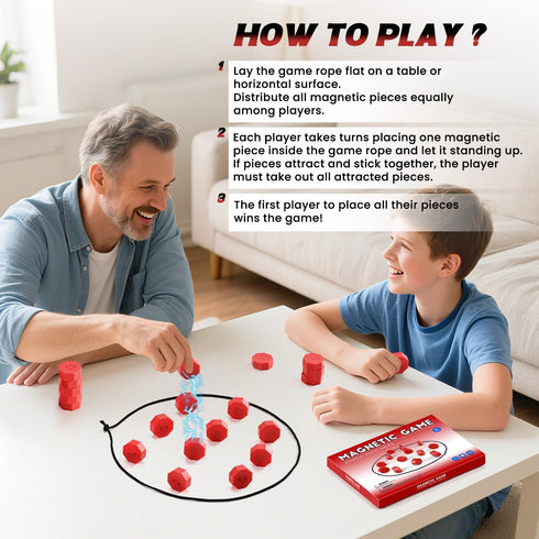 LULQZ Magnetic Chess Game with Stones, Magnet Game with String, Strategy Board Games, Family Games for Kids and Adults