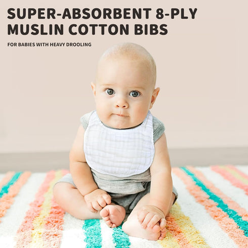 Muslin Baby Drooling Bibs Unisex Soft & Absorbent Multi-Layer Baby Bibs for Drooling and Teething Boys Girls