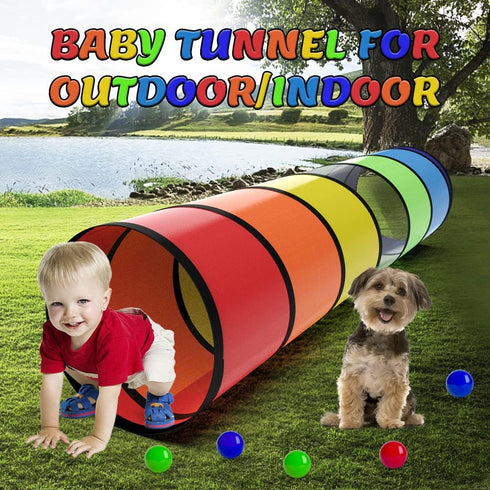 Kids Play Tunnel for Toddlers, Colorful Pop Up Baby Tunnel for Crawling, 6 Foot Collapsible Gift for Children Dog