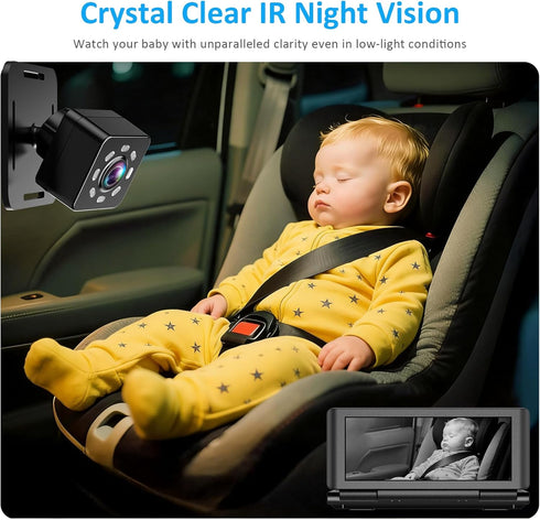 Shynerk Baby 2 6.86" 1080P Baby Car Camera for Kids, HD Split Screen Baby Monitor with Dual Backseat Cameras and IR