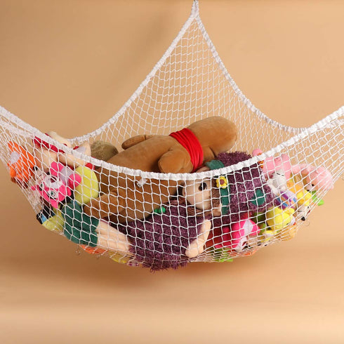Stuffed Animal Hammock, Toy Storage Net, LXUNYI Jumbo Wall Corner Organizer for Kids' Stuffed Animals (White)