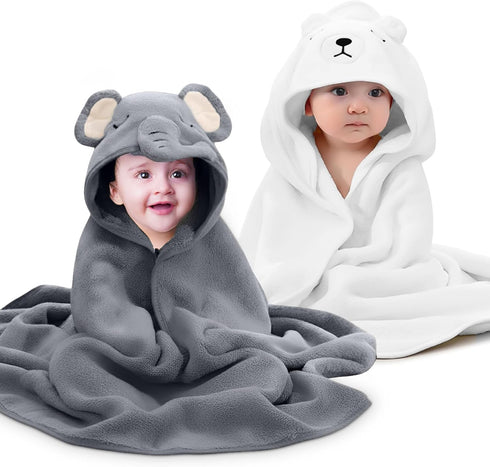 Mart Fort Pack of 2 Hooded Baby Towels for Newborn- 31.5" x 31.5" Coral