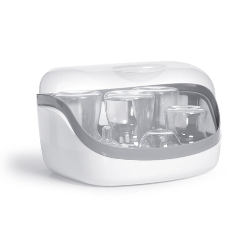 Microwave Steam Sterilizer - White/Grey, Removes 99.9% of Dirt Quickly and Naturally with Steam Power