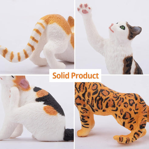 Toymany 8PCS Realistic Cat Figurines - Educational Cat Figures Toy Set, Kitten Easter Eggs, Cake Topper Gift