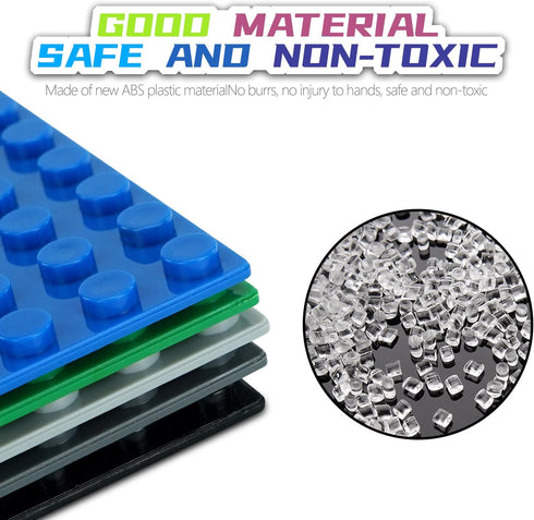 EKIND 4 PCS Classic 5" x 10" Building Baseplates - Compatible with Major Brands Toy Bricks - Ideal STEM Activities