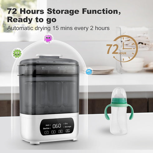 4-in-1 AMZBABYCHEF Baby Bottle Steamer and Dryer, Electric Steamer and Dryer for Baby Bottles, Bottle Steamer