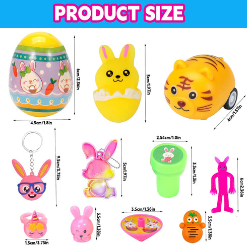 Fumogym 100PCS Unique & Colorful Prefilled Easter Eggs with Novelty Toys, Filling Treats, Easter Eggs Hunt, Basket