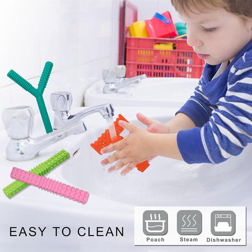 Sensory Chew Toys for Autistic Children, 4 Pack Silicone Chew Tube Teething Sticks for Special Needs