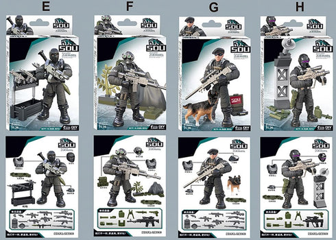 Special Forces Mini Military Action Figure with Weapons Building Blocks Playset, 8 PCS 1:36 Scale SWAT Police Figure,