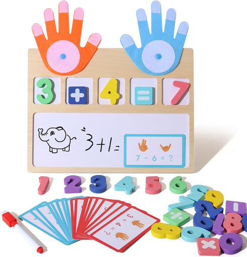 BESTAMTOY Montessori Math Board Toy - Double-Sided Finger Counting & Number Tracing Board