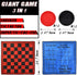 3 in 1 Giant Checkers Game Set,Super Tic Tac Toe,Including Reversible Rug with 24 Checkers,Indoor and Outdoor Activity for Kids or Adults,Board Game,Yard Game