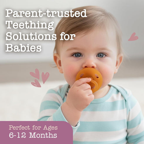 6-12 2 Bambeado PaciBamber Baby Pacifier - Natural Pacifier & Baby Teething Toy - Made with Natural Rubber and Baltic
