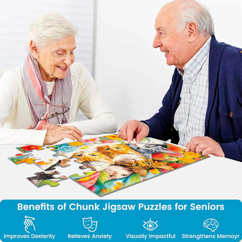 4 Packs 36 Piece Large Jigsaw Puzzles for Elderly, Alzheimer's Activities, Easy Cognitive Games for Dementia