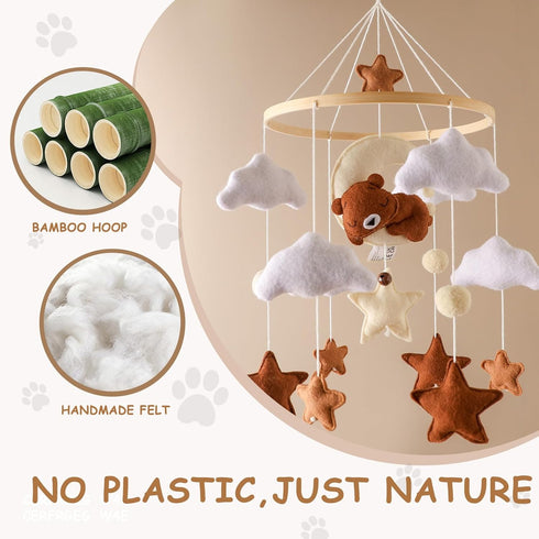 Wonderoo by Wowo Baby Mobile for Crib Handmade Hanging Felt Nursery Mobile Fits Most Crib Arms Gender-Neutral Boho
