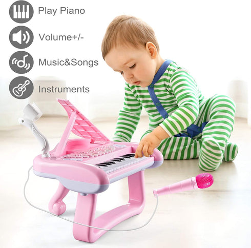ZMZS First Birthday Toddler Piano Toys, 22 Keys Musical Keyboard for Kids Age 1-3 with Microphone