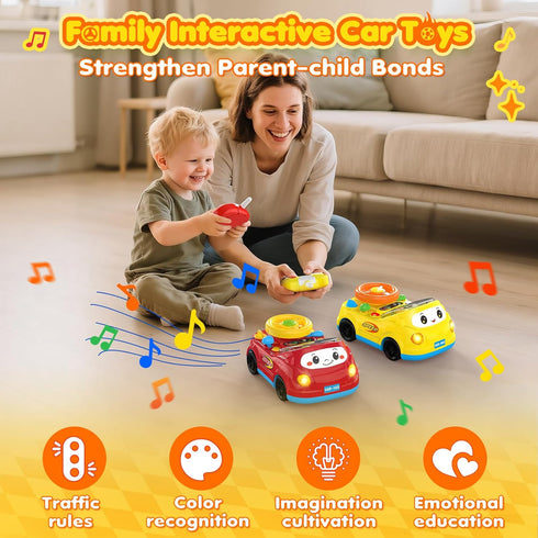 1-3 1 2 3(Yellow) Toddler Toys for Ages Boy - Remote Control RC Push Car Racing Adventure Steering Wheel Driving