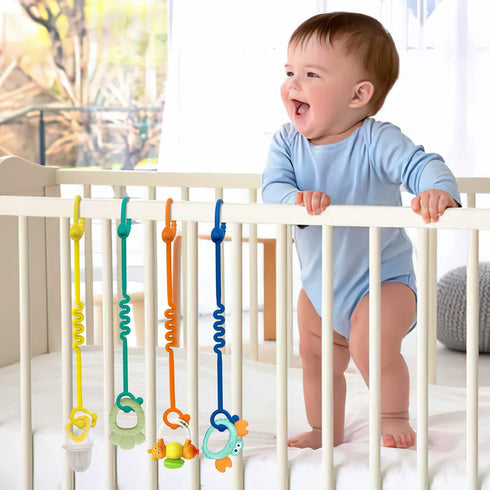 Toy Straps for Baby, 5 Pack Adjustable Silicone Straps for Baby and Sippy Cups for Strollers, High Chairs, Cribs, Car