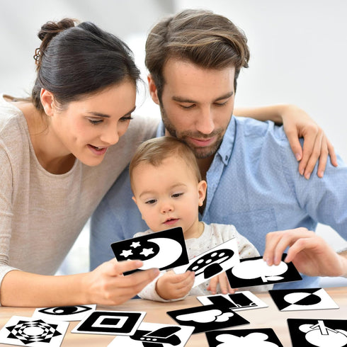 High Contrast Baby Cards for Infants, Black and White Baby Toys for Newborns, Visual Stimulation Development