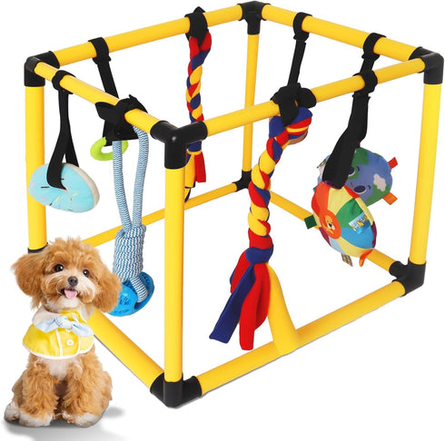 Interactive Dog Play Gym for Puppies Indoor Puppy Play Gym with Hanging