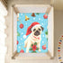 Bseiialft 52 28 Christmas Pugs Blue Crib Sheets for Boys Girls Soft and Breathable Cotton Baby Sheets for Standard Crib