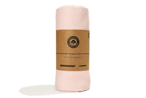 100% 47x47 Swaddle Blankets for Baby Girls - Pink Muslin Swaddling Blanket - Organic Cotton Baby Girl Muslin Swaddle
