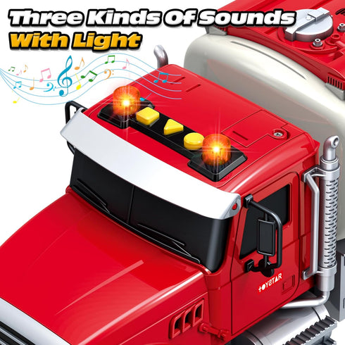 3 4 5 6 SpringFlower Toy Truck, Boy Toy for Year Old Boys, Oil Tanker Truck Toy with Sound Light and Water Spray
