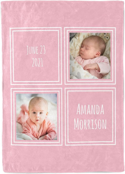 2 15 30"x40" inkArts Baby Girl Gifts Personalized Baby Blanket with Pictures Custom Baby Blankets Customized Receiving